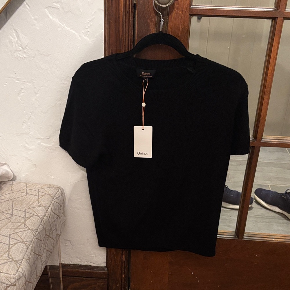 Quince Black Crewneck Short Sleeve Knit